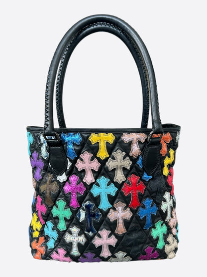 Chrome Hearts Black Multicolor Quilted Cross Patch Tote Bag