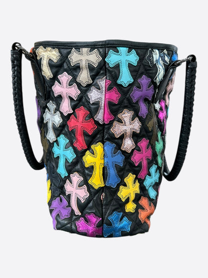 Chrome Hearts Black Multicolor Quilted Cross Patch Tote Bag