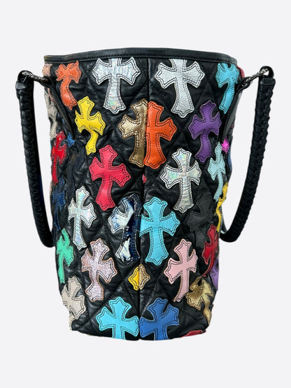 Chrome Hearts Black Multicolor Quilted Cross Patch Tote Bag