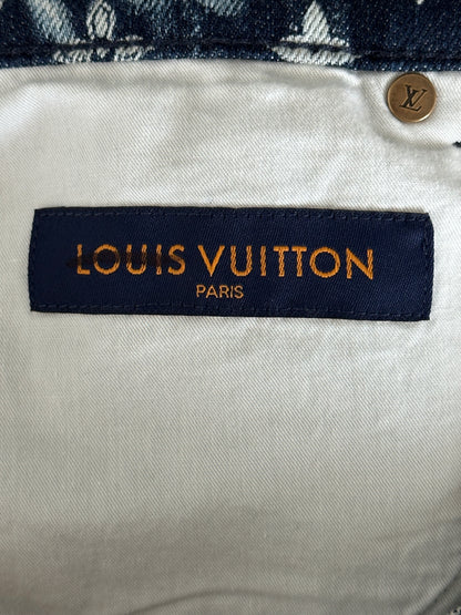 Louis Vuitton Blue Bleached Bandana Monogram Denim Shorts