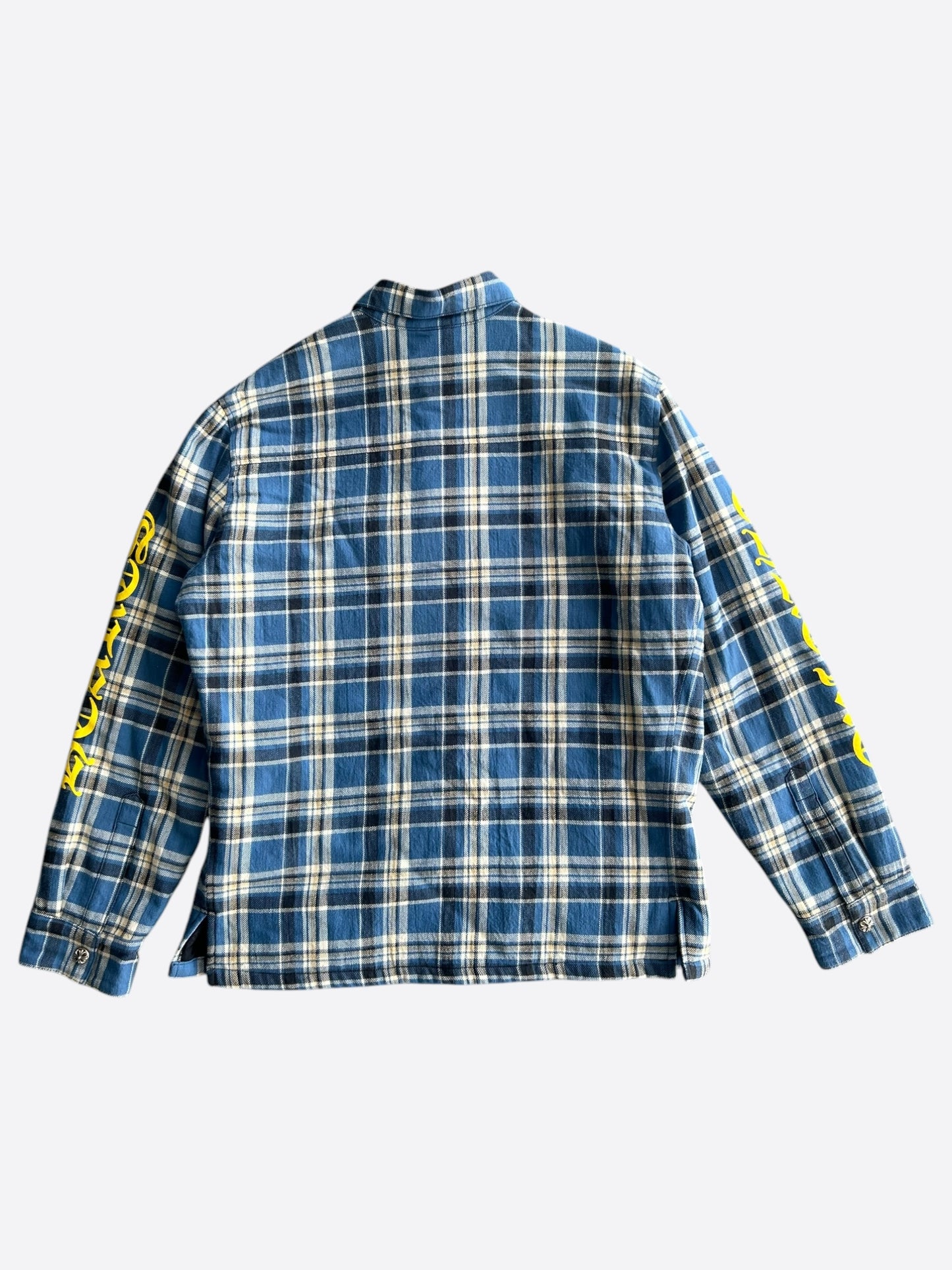 Chrome Hearts Blue & Yellow Script Padded Flannel Jacket