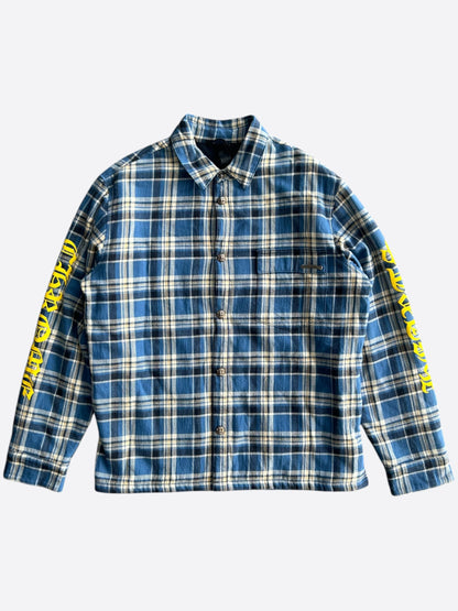 Chrome Hearts Blue & Yellow Script Padded Flannel Jacket