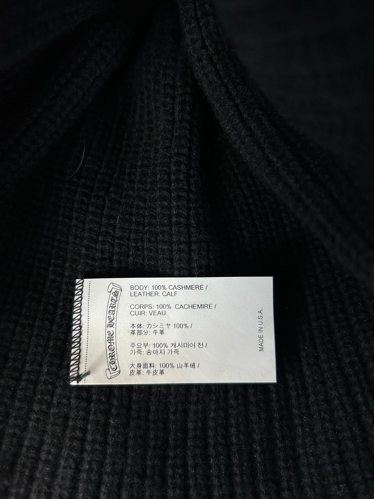 Chrome Hearts Black & Red Triple Star Patch Cashmere Beanie