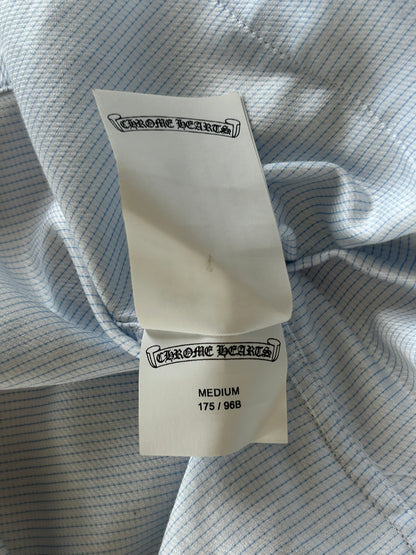 Chrome Hearts Blue & White Cross Patch Cuban Button Up Shirt