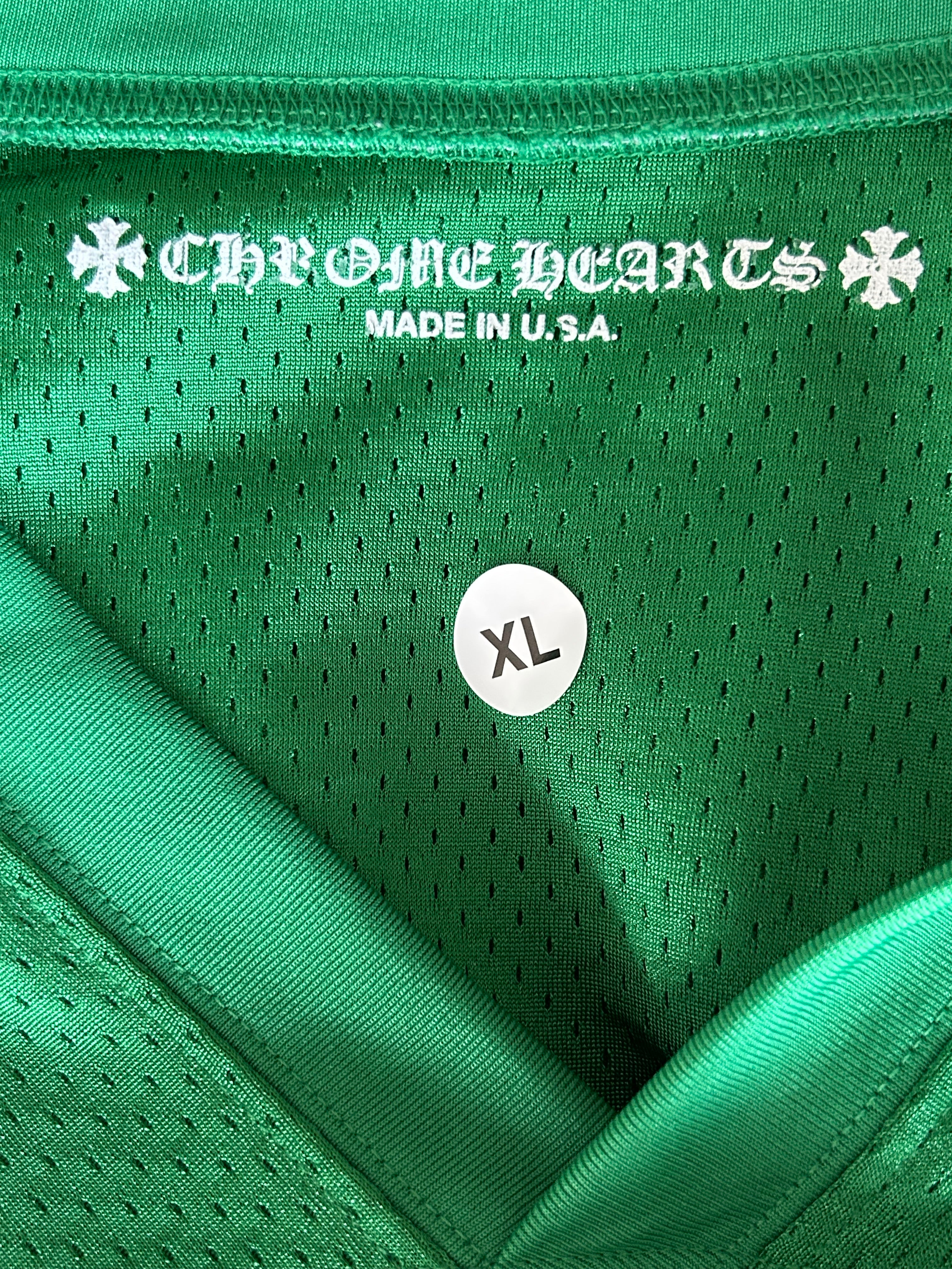 Chrome Hearts Green & Yellow Logo Mesh Jersey T-Shirt – Savonches