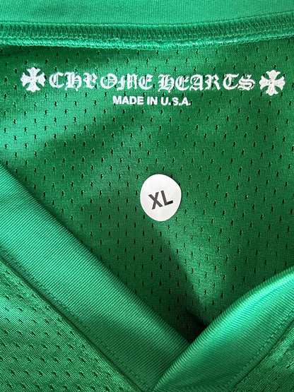 Chrome Hearts Green & Yellow Logo Mesh Jersey T-Shirt