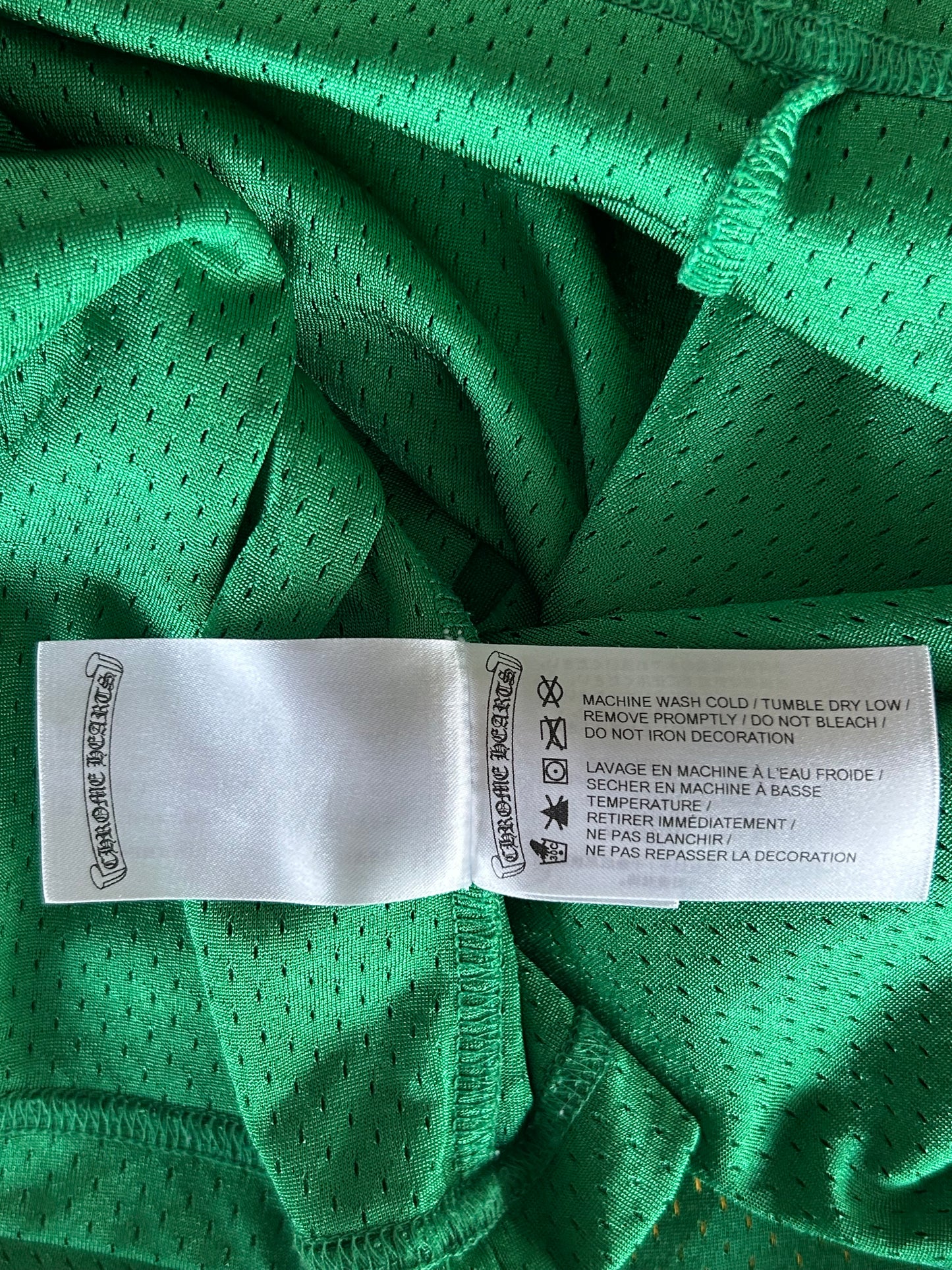 Chrome Hearts Green & Yellow Logo Mesh Jersey T-Shirt