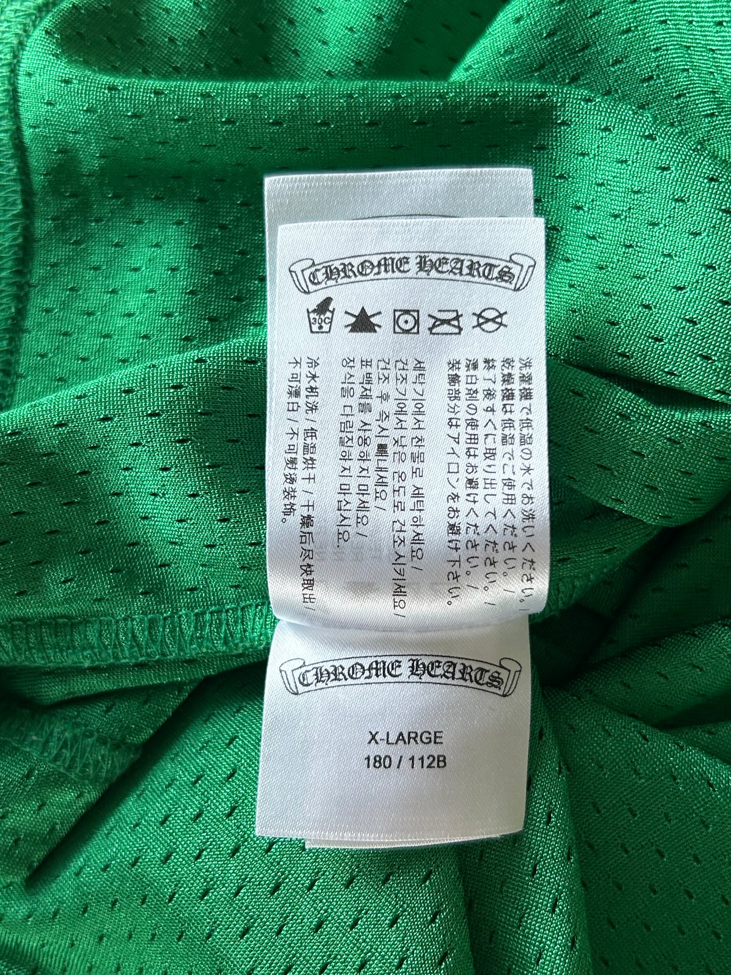Chrome Hearts Green & Yellow Logo Mesh Jersey T-Shirt