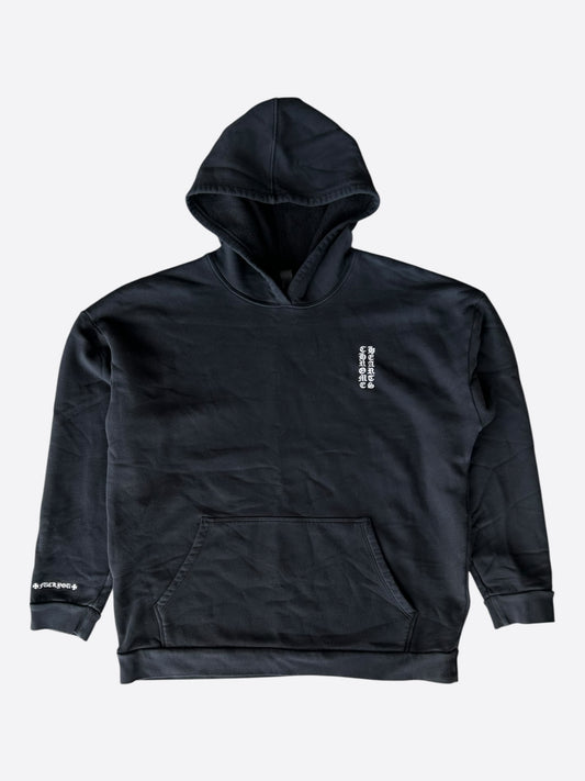 Chrome Hearts Black & White Embroidered Script Logo Hoodie