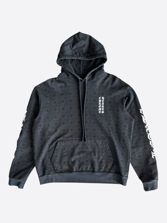 Chrome Hearts Black & White Cross Jacquard Horseshoe Logo Hoodie
