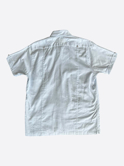 Chrome Hearts Blue & White Cross Patch Cuban Button Up Shirt