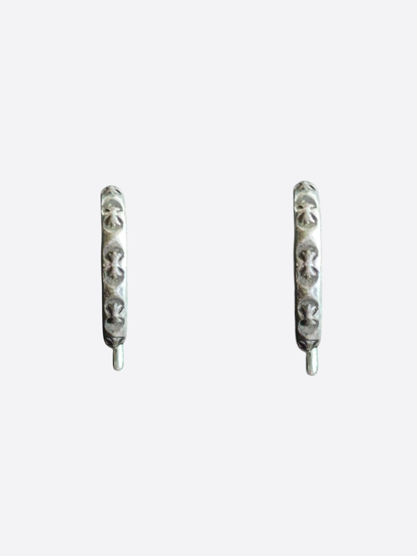 Chrome Hearts Silver Cross Hoop Earrings