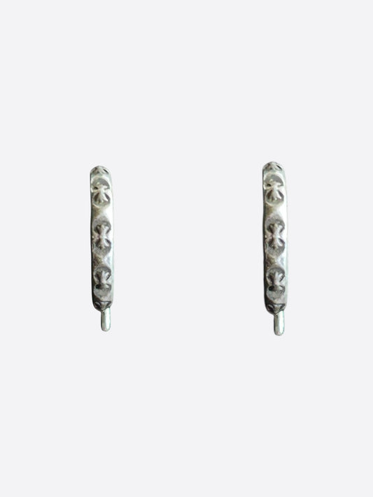 Chrome Hearts Silver Cross Hoop Earrings