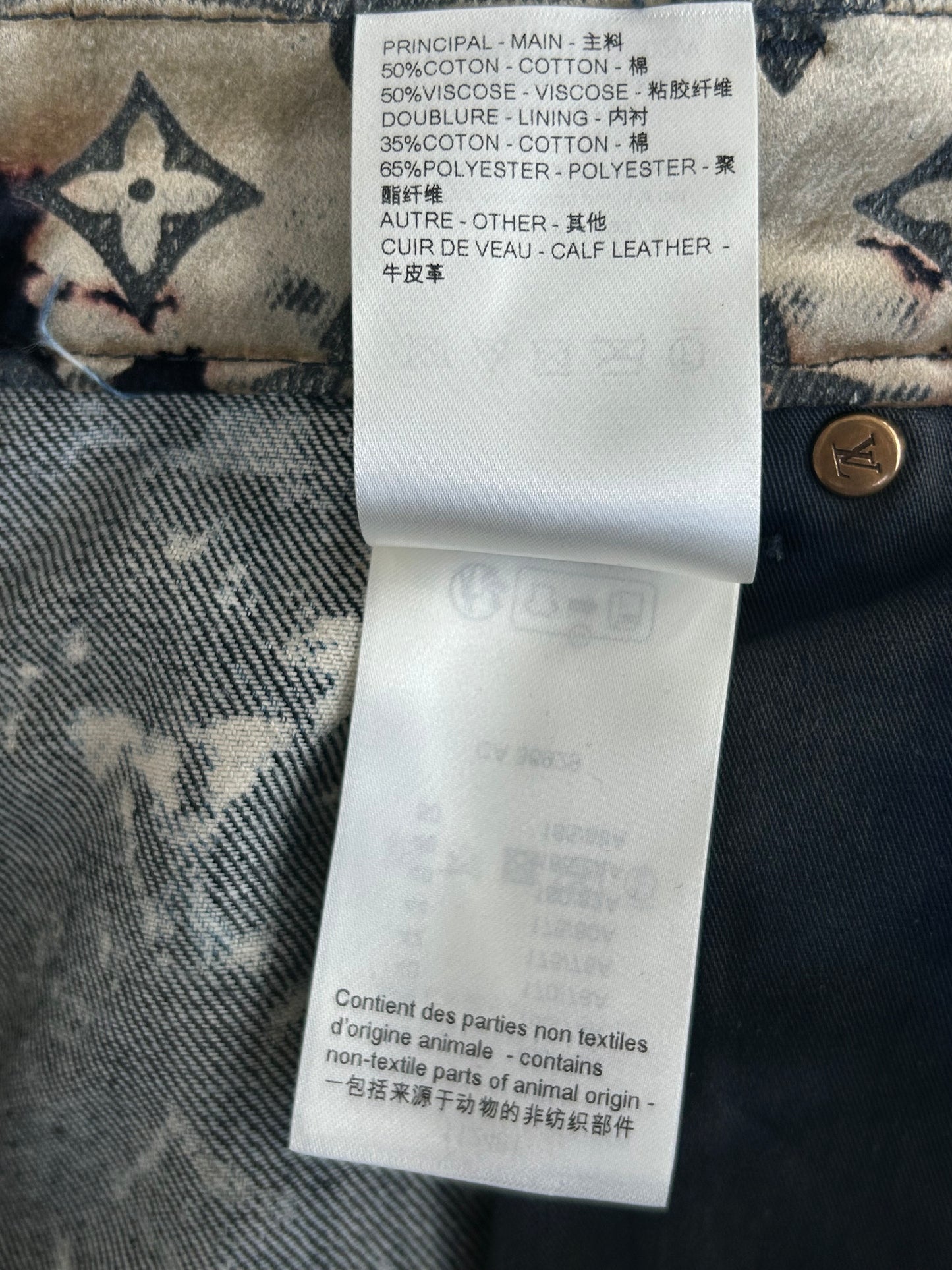 Louis Vuitton Blue Bleached Monogram Velvet Jeans