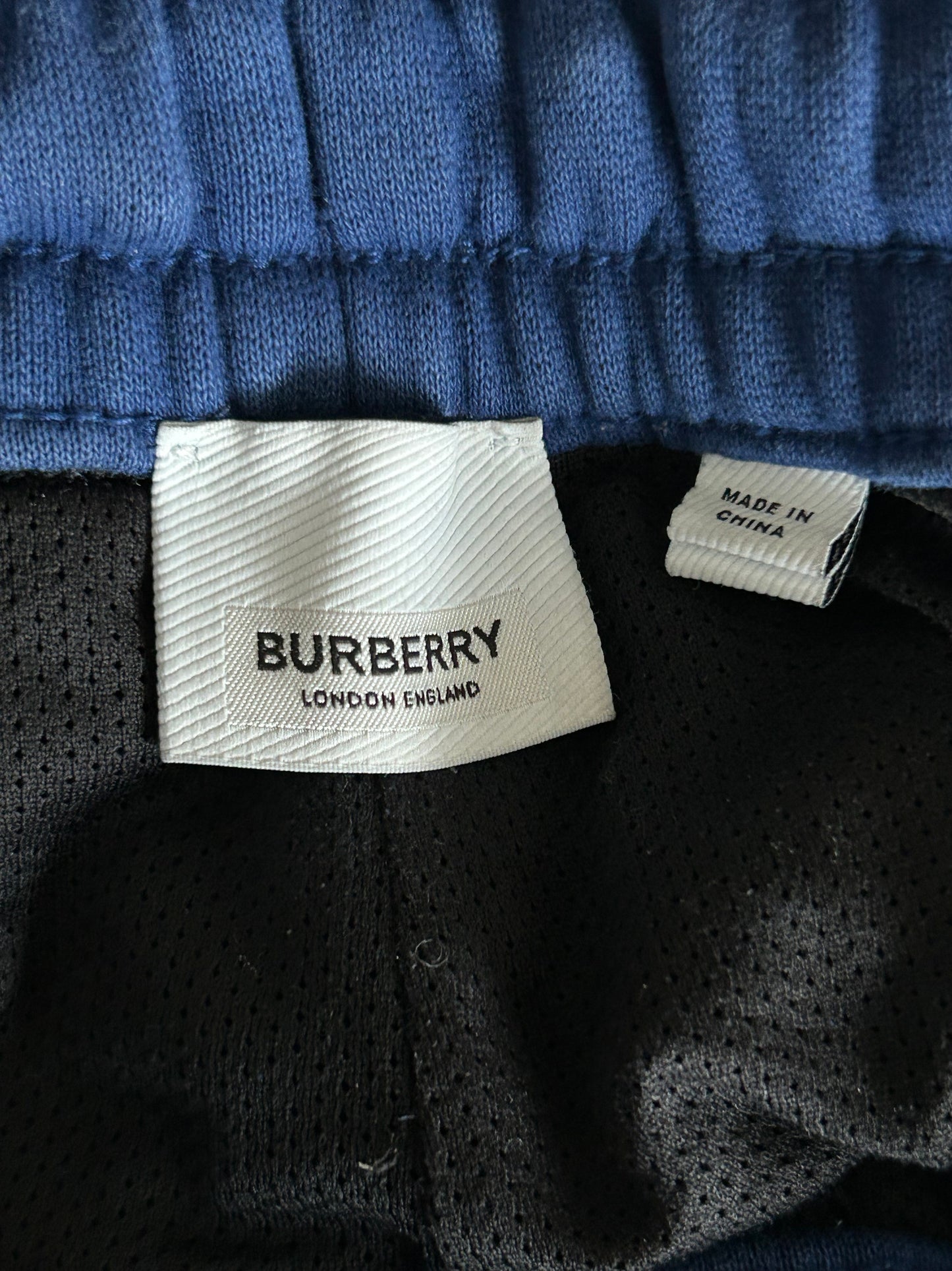 Burberry Blue & Black Logo Shorts