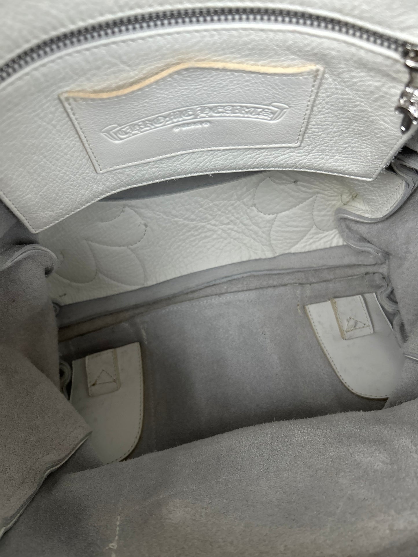 Chrome Hearts White & Silver Cross Leather Gunslinger Backpack