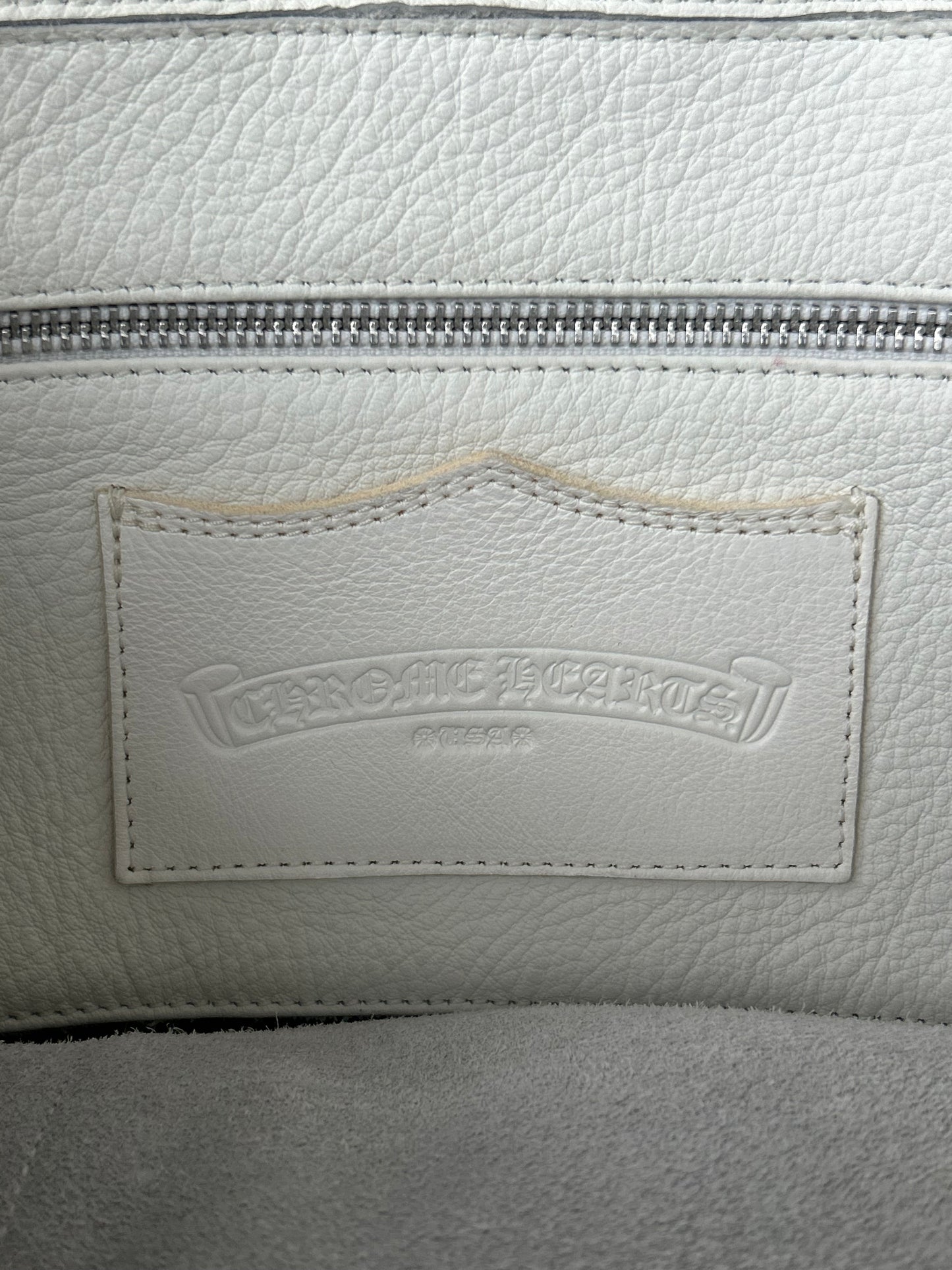 Chrome Hearts White & Silver Cross Leather Gunslinger Backpack
