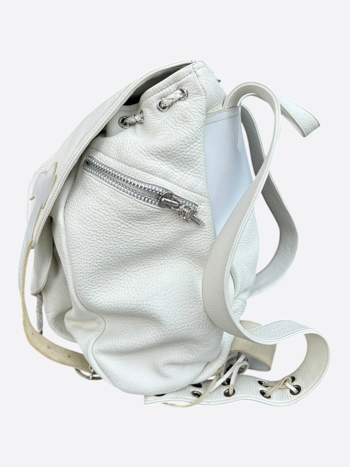 Chrome Hearts White & Silver Cross Leather Gunslinger Backpack