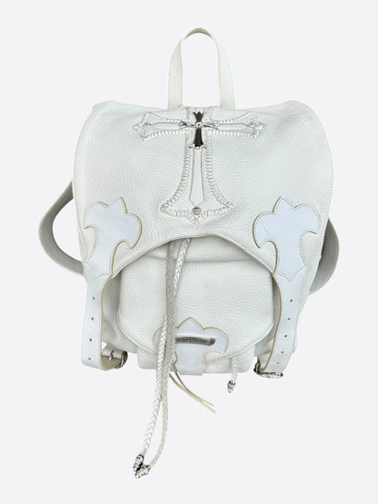 Chrome Hearts White & Silver Cross Leather Gunslinger Backpack