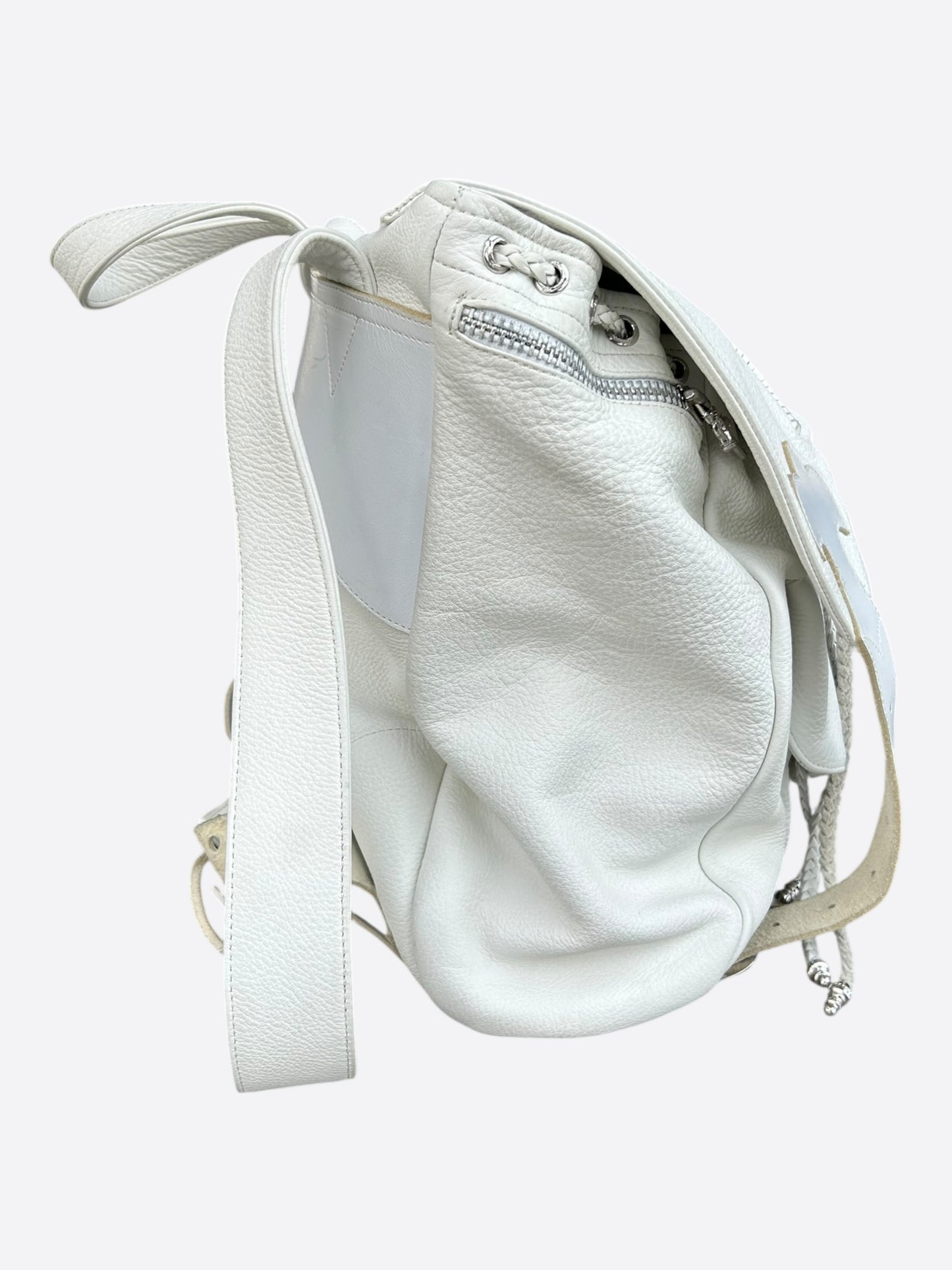 Chrome Hearts White & Silver Cross Leather Gunslinger Backpack
