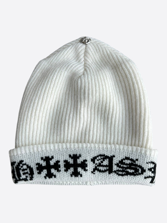 Chrome Hearts White & Black Aspen Exclusiuve Cross Logo Cashmere Beanie
