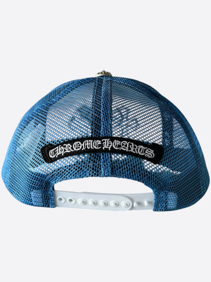 Chrome Hearts Blue Cemetery Cross Patch Trucker Hat