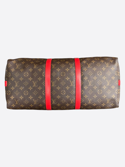 Louis Vuitton Brown & Red Monogram Keepall 50