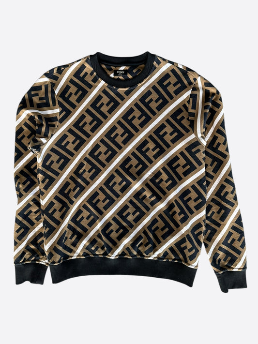 Fendi Brown & Black FF Logo Striped Sweater