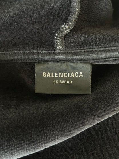 Balenciaga Black & White 3B Sports Logo Zip Up Hoodie