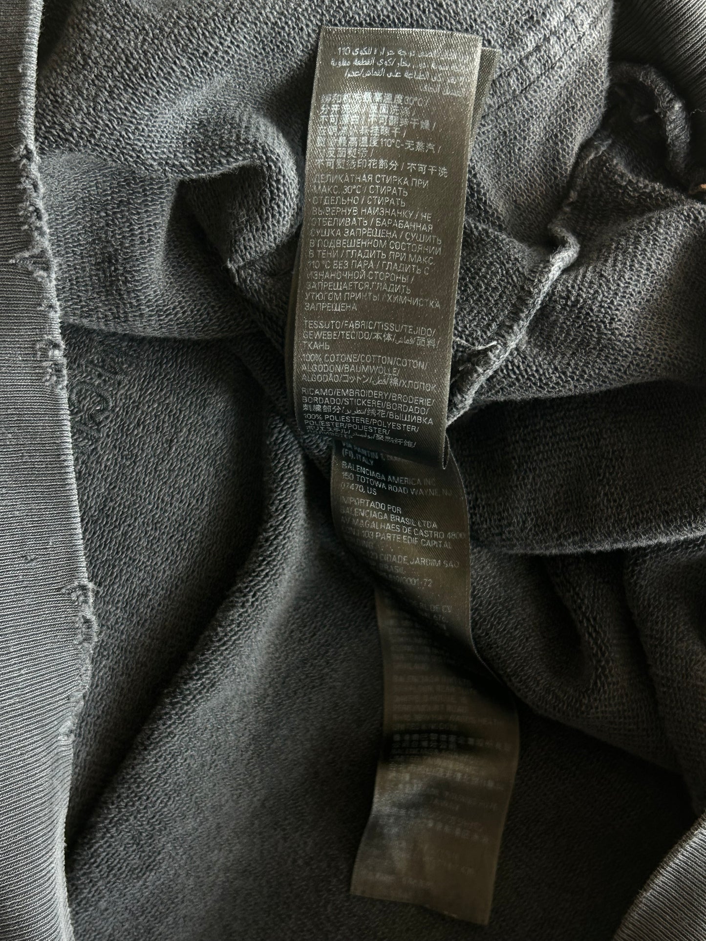 Balenciaga Washed Black Paris Liberty Graphic Hoodie