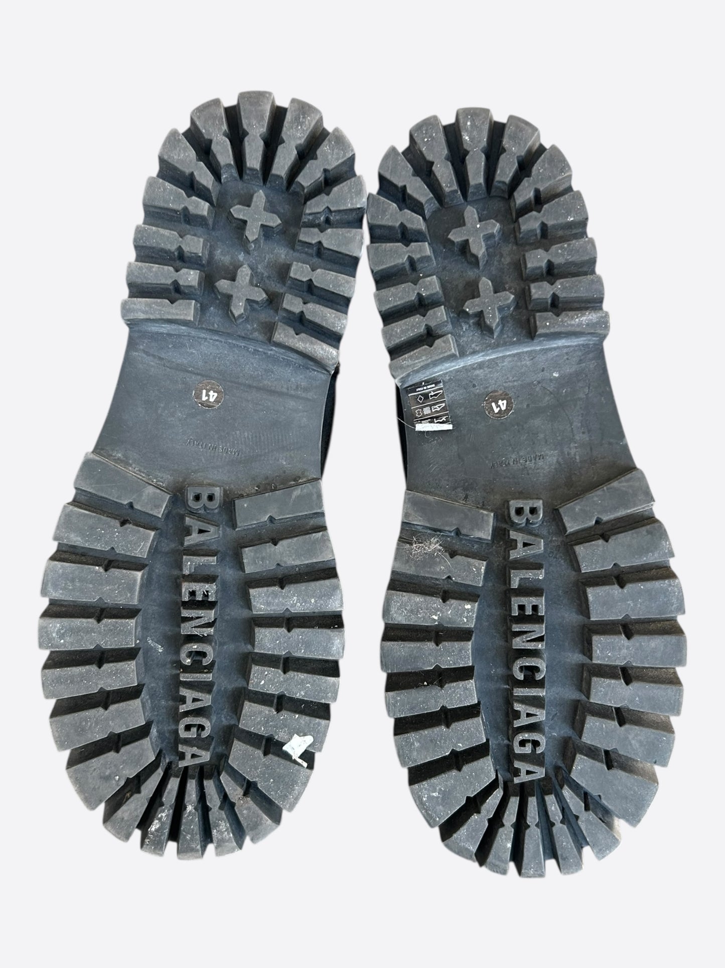 Balenciaga Black Distressed Striker Combat Boots