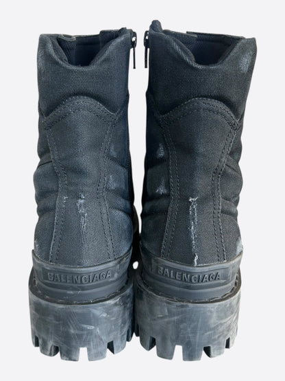 Balenciaga Black Distressed Striker Combat Boots