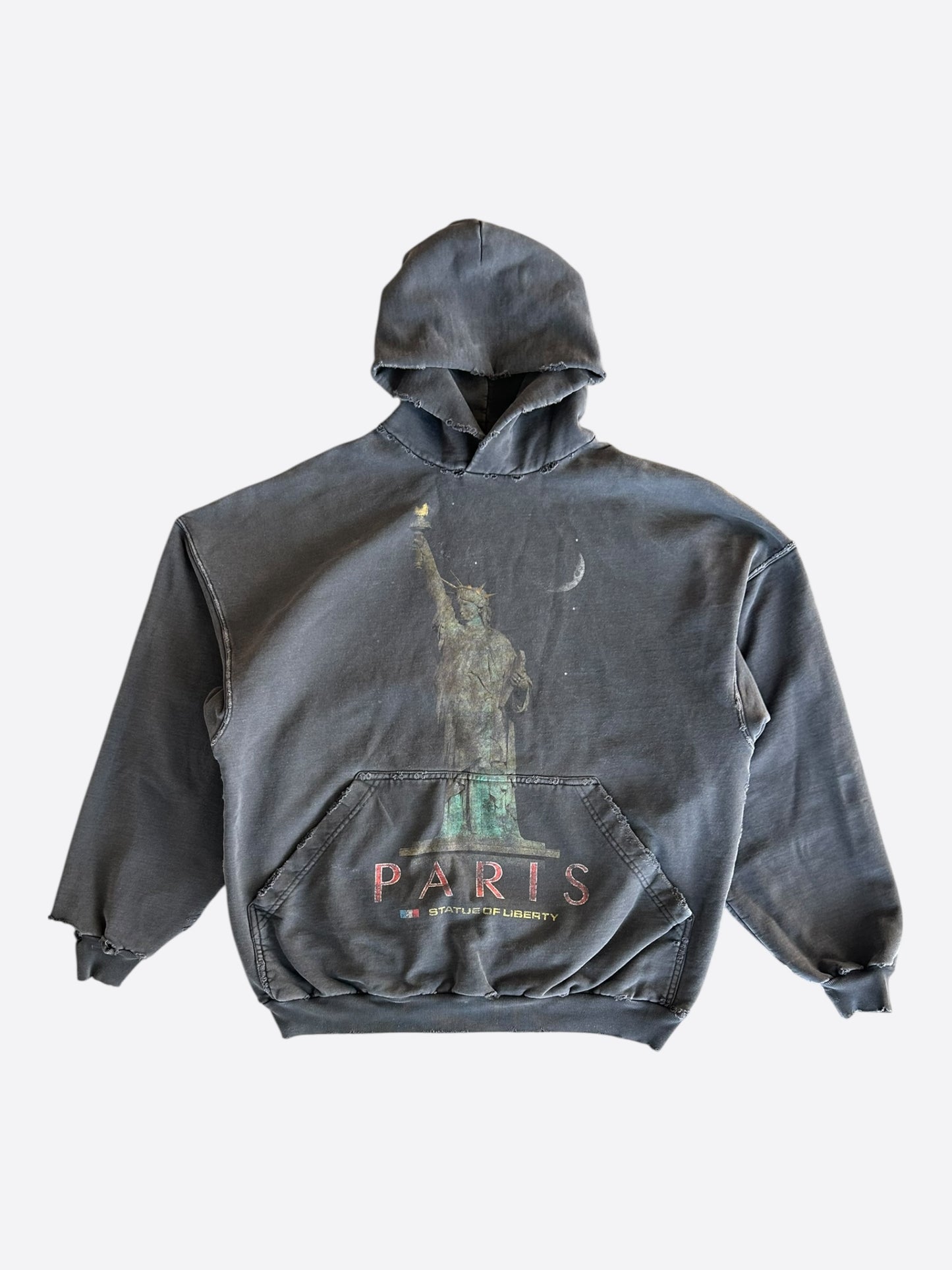 Balenciaga Washed Black Paris Liberty Graphic Hoodie