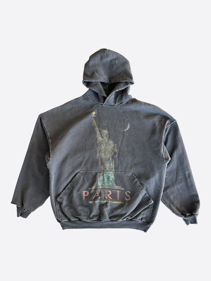 Balenciaga Washed Black Paris Liberty Graphic Hoodie