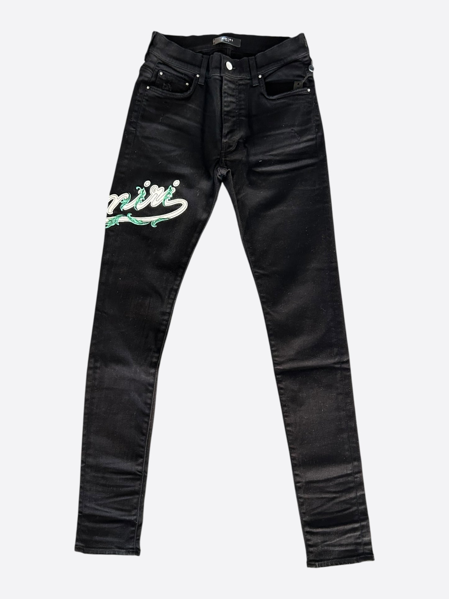 Amiri Black & White Filigree Logo Jeans