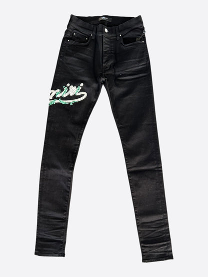 Amiri Black & White Filigree Logo Jeans