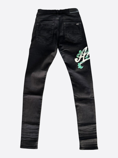 Amiri Black & White Filigree Logo Jeans