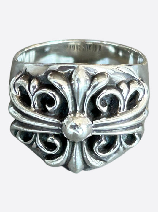 Chrome Hearts Silver Keeper Cross Floral Ring