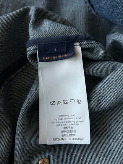 Louis Vuitton Blue Map Monogram Denim Button Up Shirt
