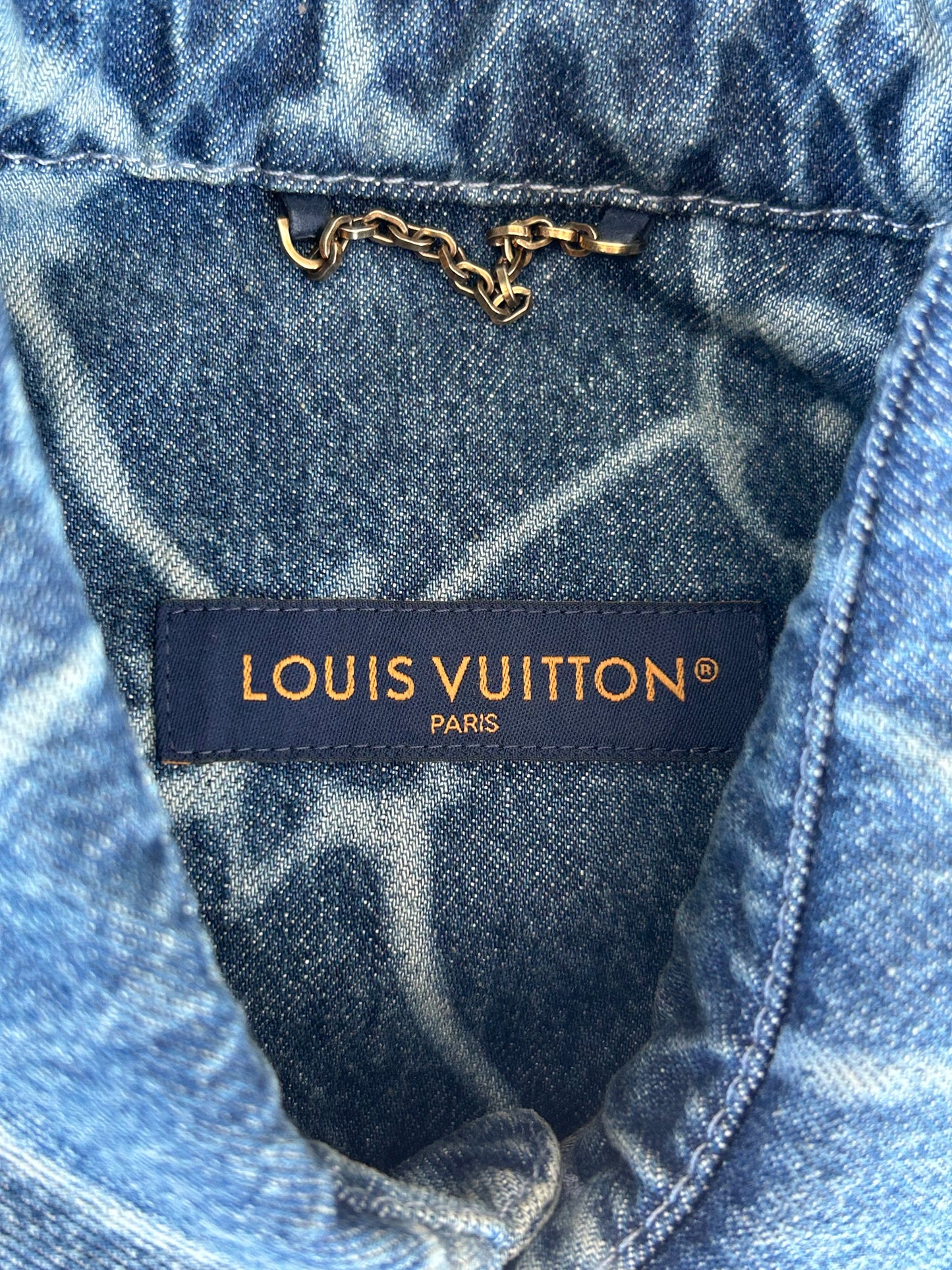 Louis Vuitton Blue & White Barb Wire Monogram Denim Shirt