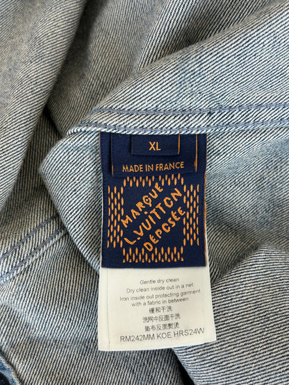 Louis Vuitton Blue & White Barb Wire Monogram Denim Shirt