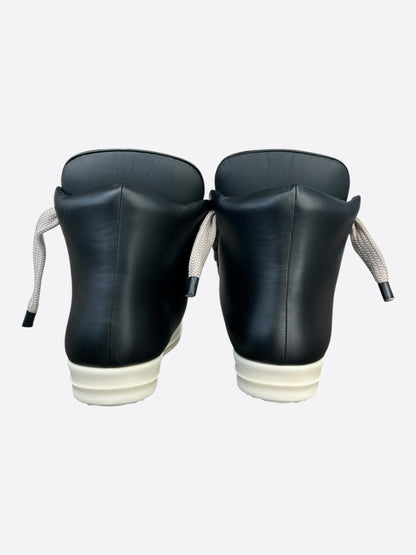 Rick Owens Black & White Leather Jumbo Lace High Top Puffer Sneakers