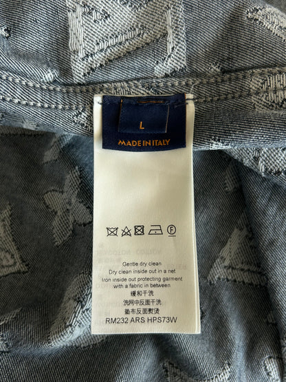 Louis Vuitton Washed Blue & White Monogram Button Up Shirt