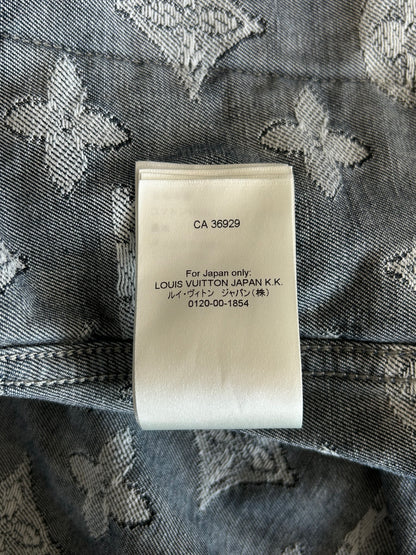 Louis Vuitton Washed Blue & White Monogram Button Up Shirt