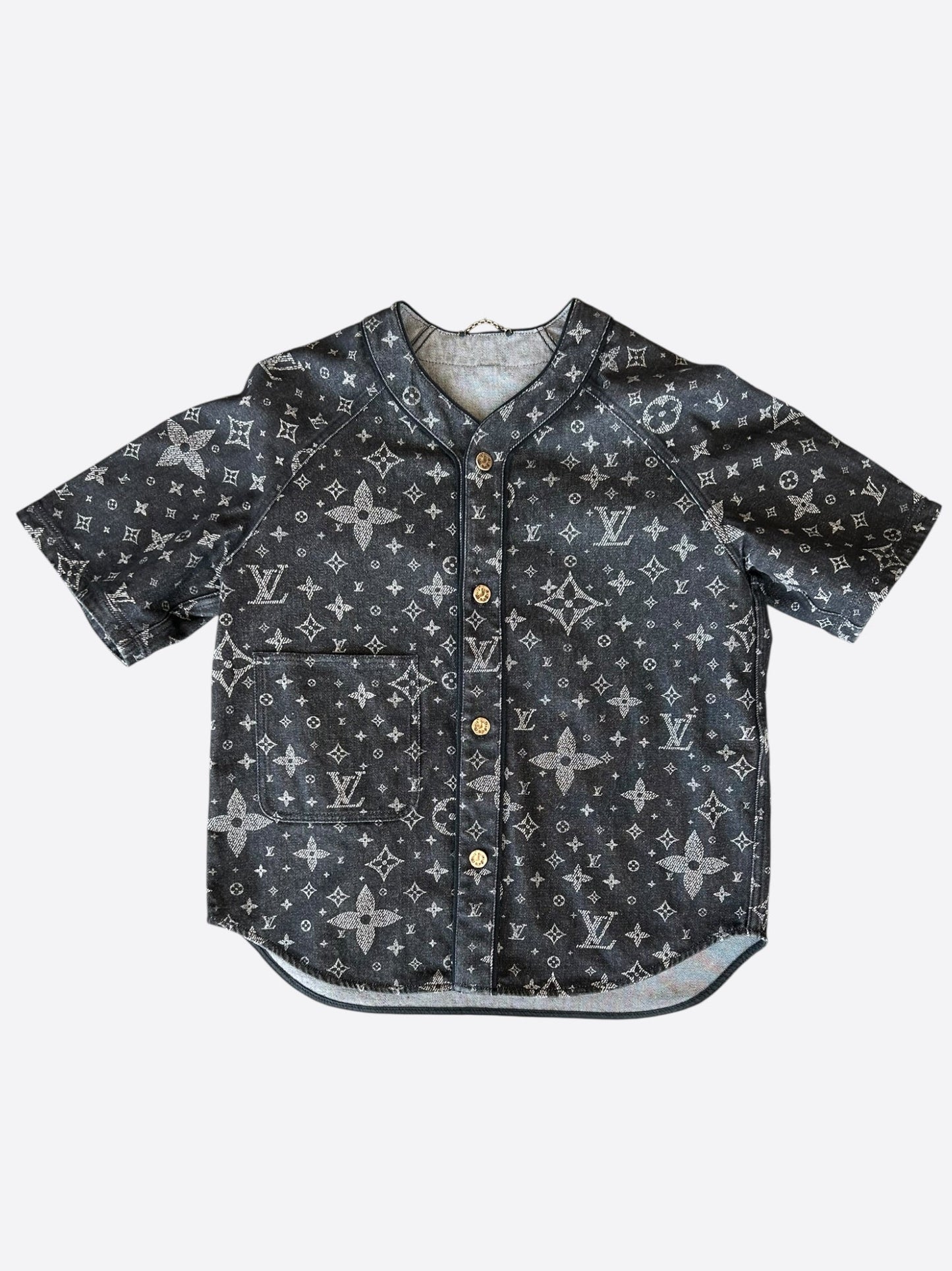Louis Vuitton Grey Star Monogram Denim Baseball Jersey