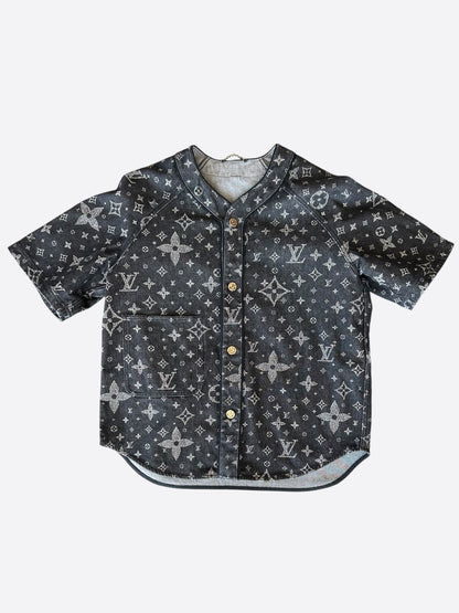 Louis Vuitton Grey Star Monogram Denim Baseball Jersey