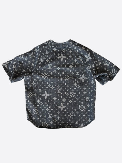 Louis Vuitton Grey Star Monogram Denim Baseball Jersey