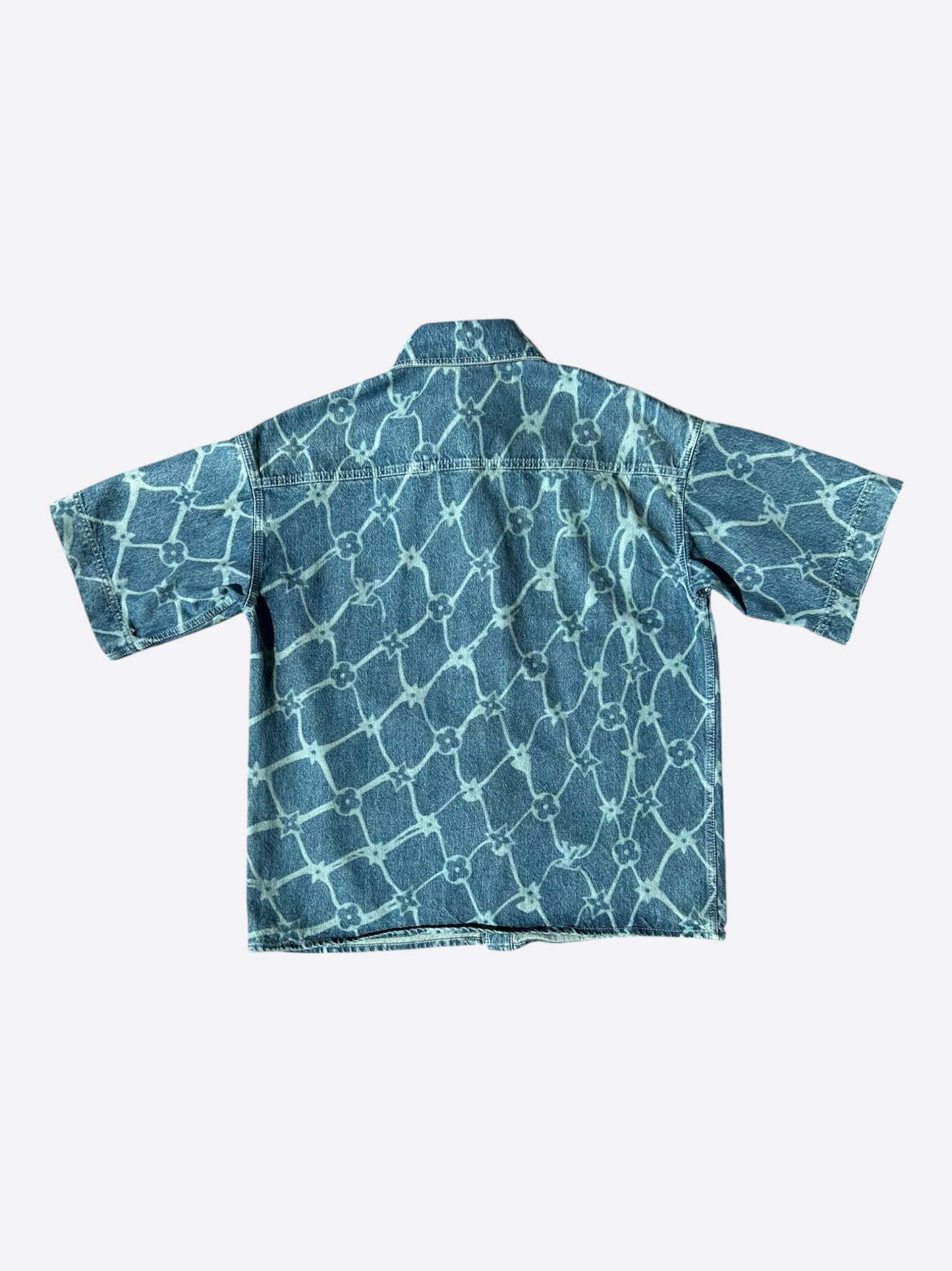 Louis Vuitton Blue & White Barb Wire Monogram Denim Shirt