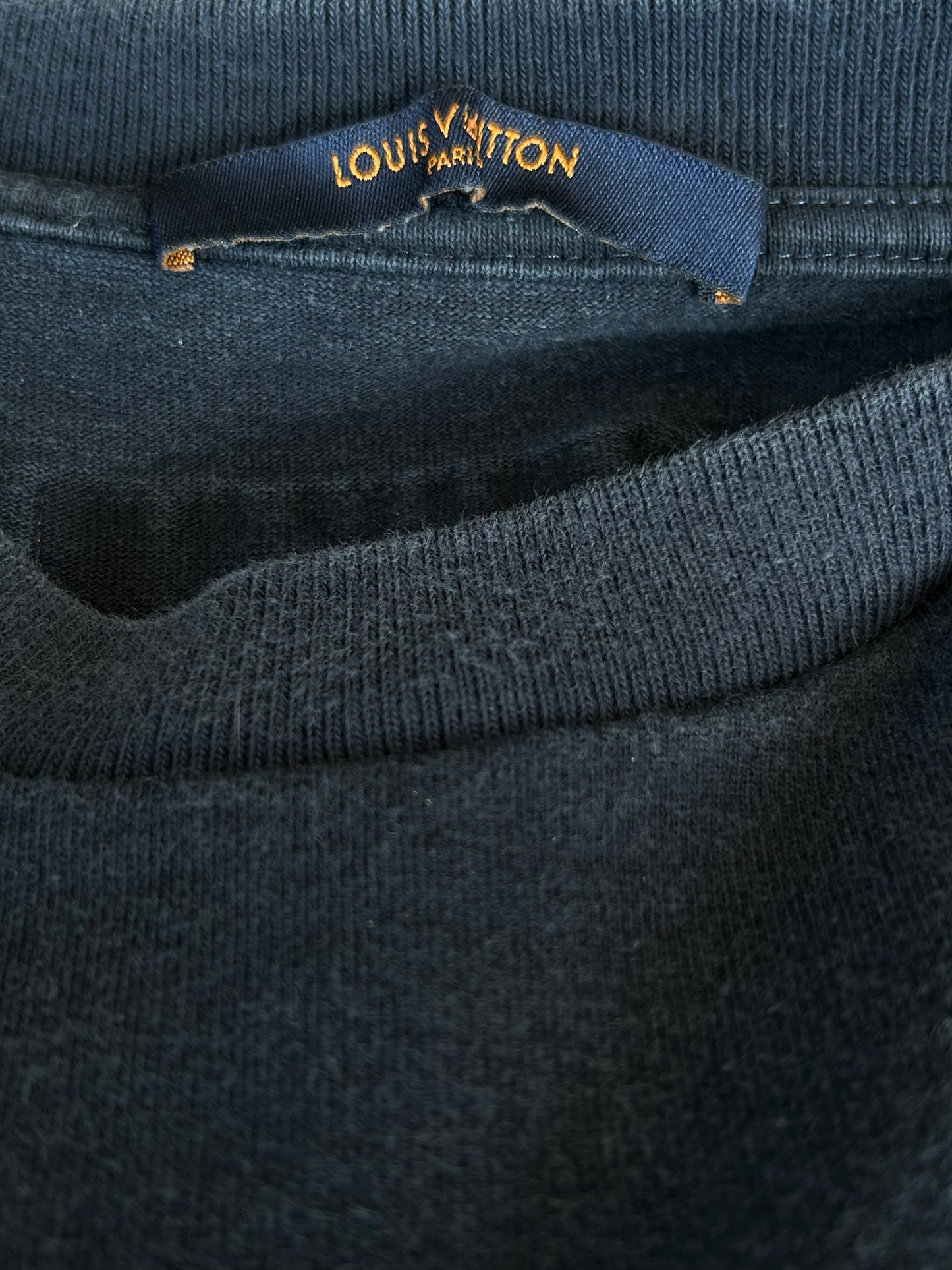 Louis Vuitton Navy & White Flower Logo Embroidered T-Shirt