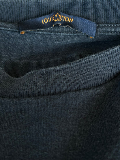 Louis Vuitton Navy & White Flower Logo Embroidered T-Shirt